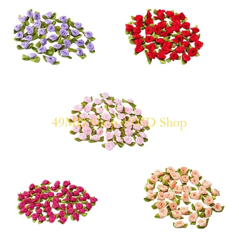 

49MD 100PCS/Set Colorful Rose Flower Applique Make Hair Clip Scarf Mittens Crafts