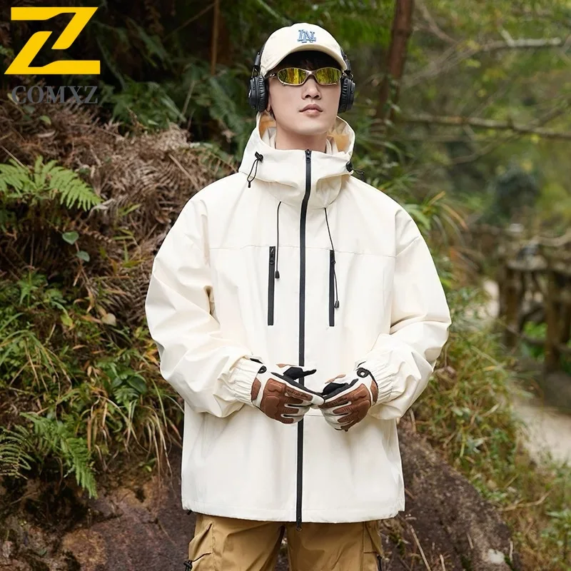 

High Quality Couple Charging Jacket Trendy Versatile Windproof Waterproof Breathable Hooded Top Outdoor Camp Travel Zipper Coat