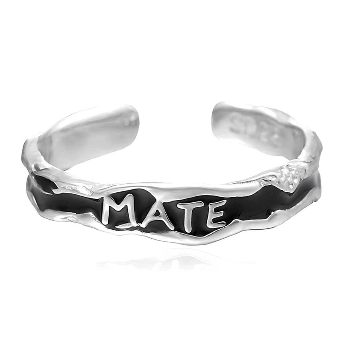 

Premium Light Luxury English Engraved Resin Soulmate Ring S925 Sterling Silver Couple's Ring for Women Niche Original