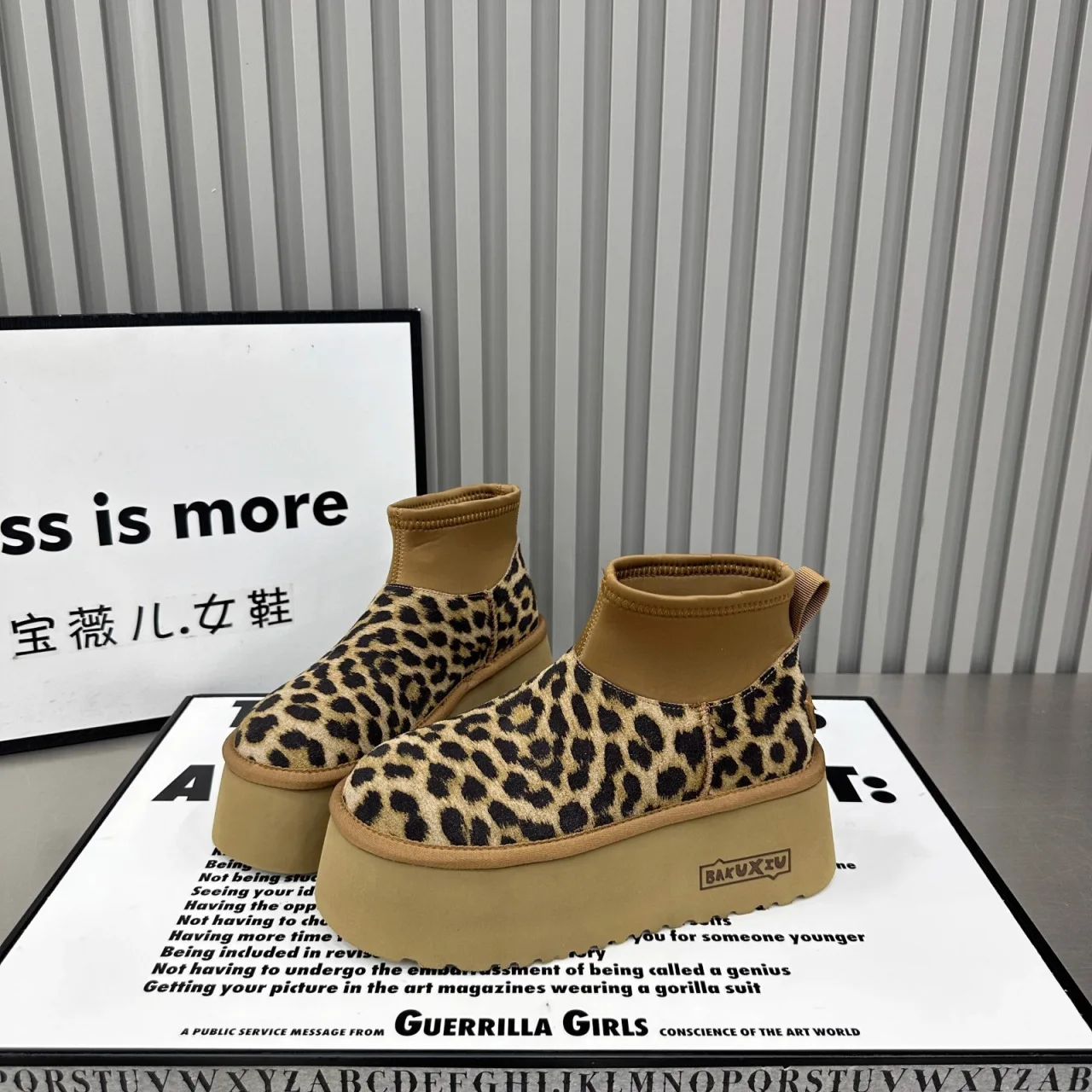 Leopard Frauen Pelz Plattform Schnee Stiefeletten Winter Wildleder Warme Schuhe Frauen Marke 2024 Trend Plüsch Wohnungen Baumwolle Casual Botas Mujer