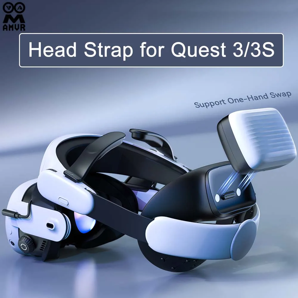 

AMVR Head Strap with Battery for Oculus Quest 3/ 3S VR Headset with Fan 8000mAh Rechargeable Halo Strap for Quest 3S VR Part