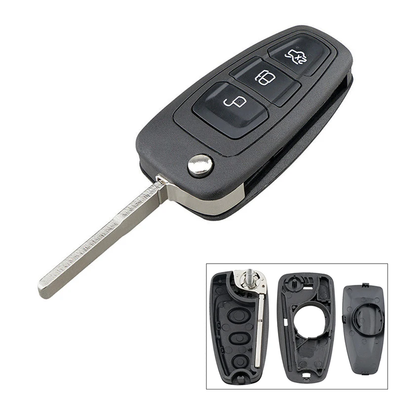 3 Button Car Remote Fob Full Key Case Cover Procter Shell Black For Ford Transit Connect Custom Focus C-Max