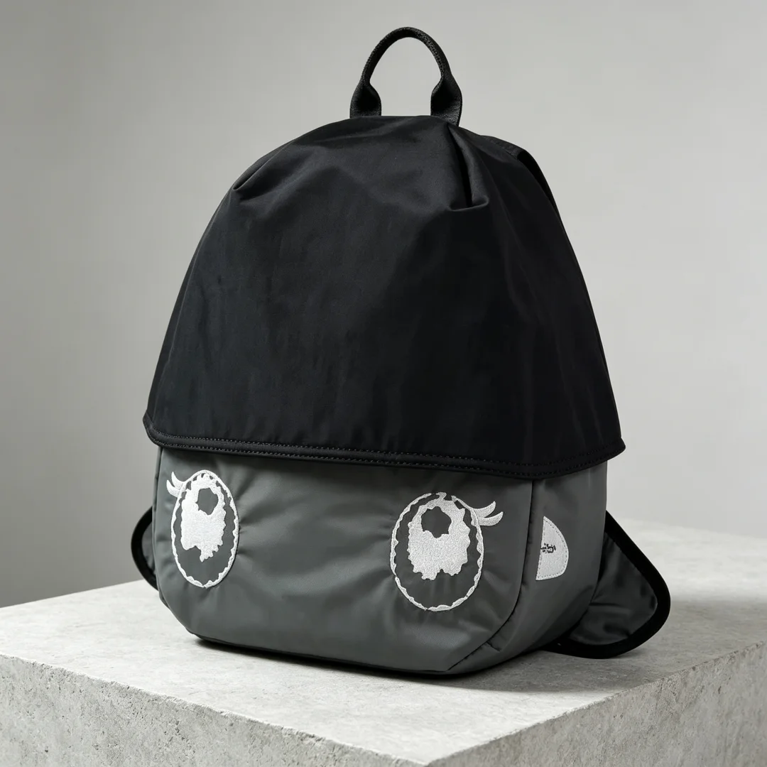Y2K Subcultural Big EyesEmbroidery Nylon Backpack Lightweight Waterproof Casual Daypack Large Capacity Street Travel Rucksack