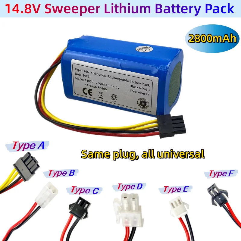 

Sweeping Machine Battery 14.8V 2800mah Li-ion Suitable For Xiaomi/LIFE/Pop Essential/Tesvor/RoboVac/Cecotec Conga/LIETROUX/Effy