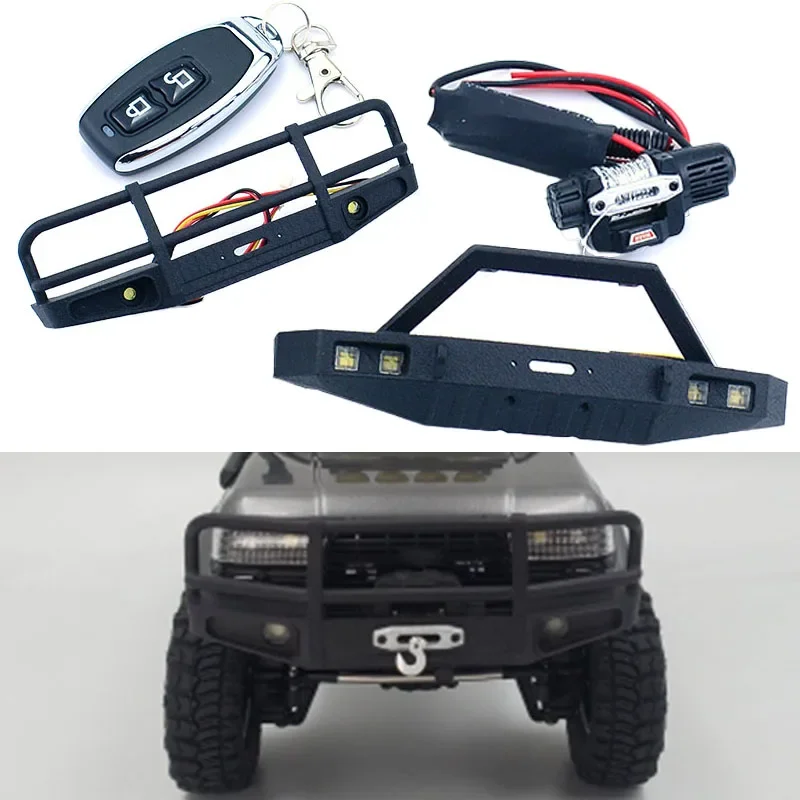 FMS FCX18 LC80 LED Simulation Front Bumper with Lights Winch Controller for 1/18 RC Rock Crawler Car FMS FCX18 Toyota Truck