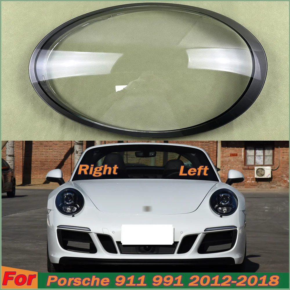 

For Porsche 911 991 2012-2018 Headlamp Transparent Cover Lamp Shade Headlight Shell Lens Plexiglass Replace Original Lampshade