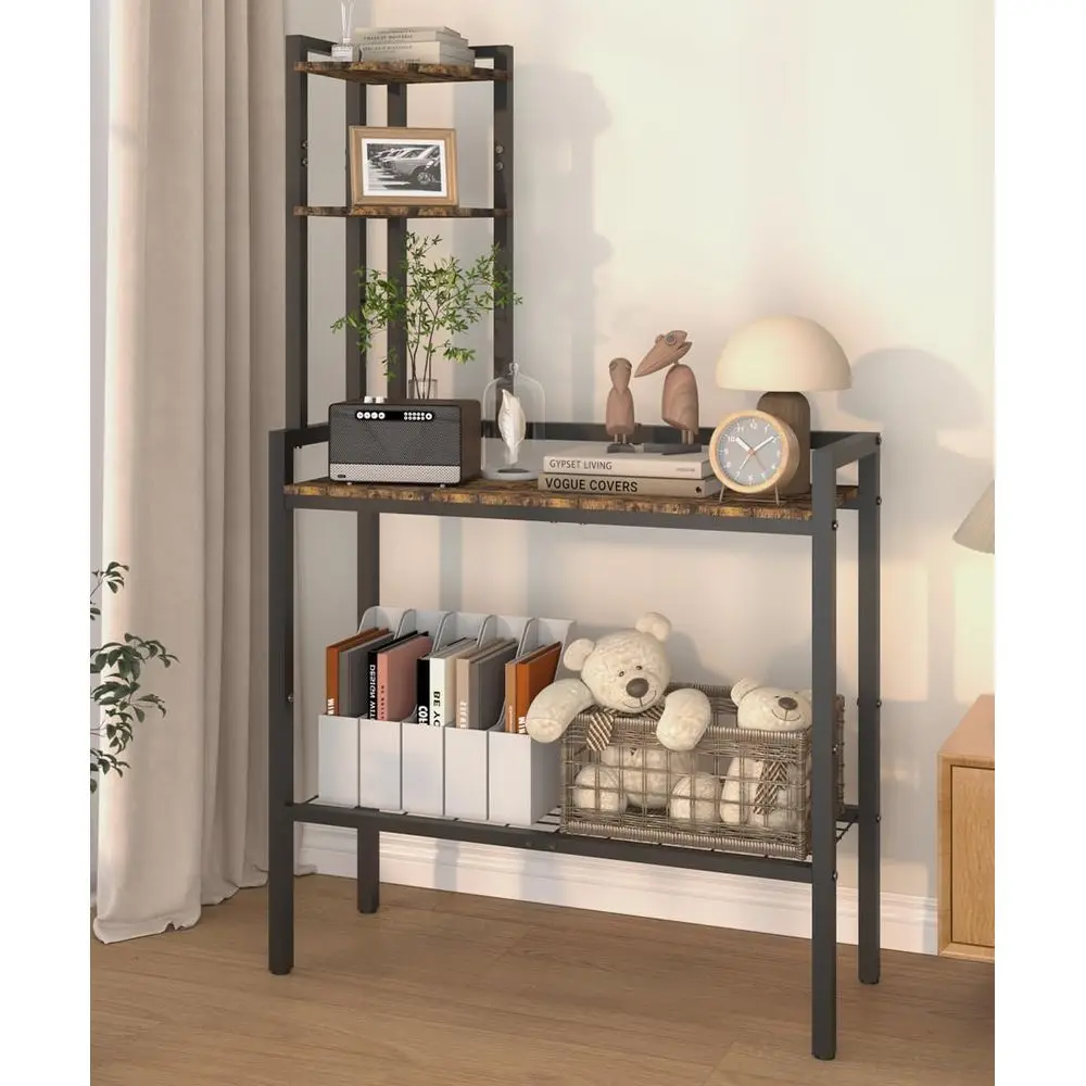 

56 Tall Black Metal Corner Shelf - 4-Tier Storage Rack for Books, Plants, Home & Office
