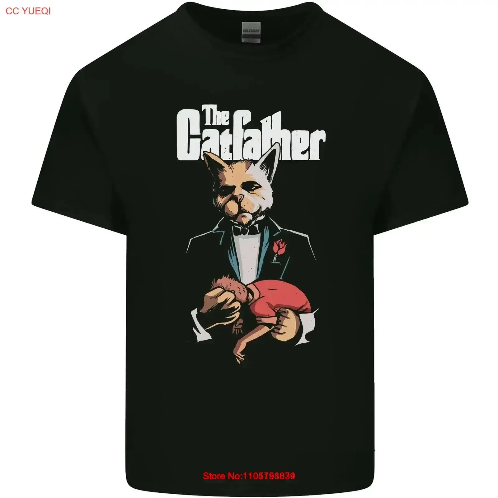 تي شيرت رجالي من القطن الخفيف المضحك من The Cat Father تي شيرت عتيق مغسول للارتداء اليومي برسومات غير رسمية قليلاً
