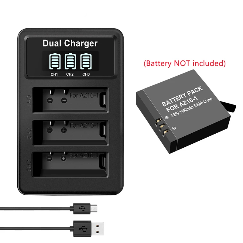 شواحن USB AZ16-1 ملحقات الكاميرا AZ16-2 شاحن كاميرا LCD USB لشاومي Yi II yi 4k 4k + Xiaoyi Yi Lite YI 360 VR Action