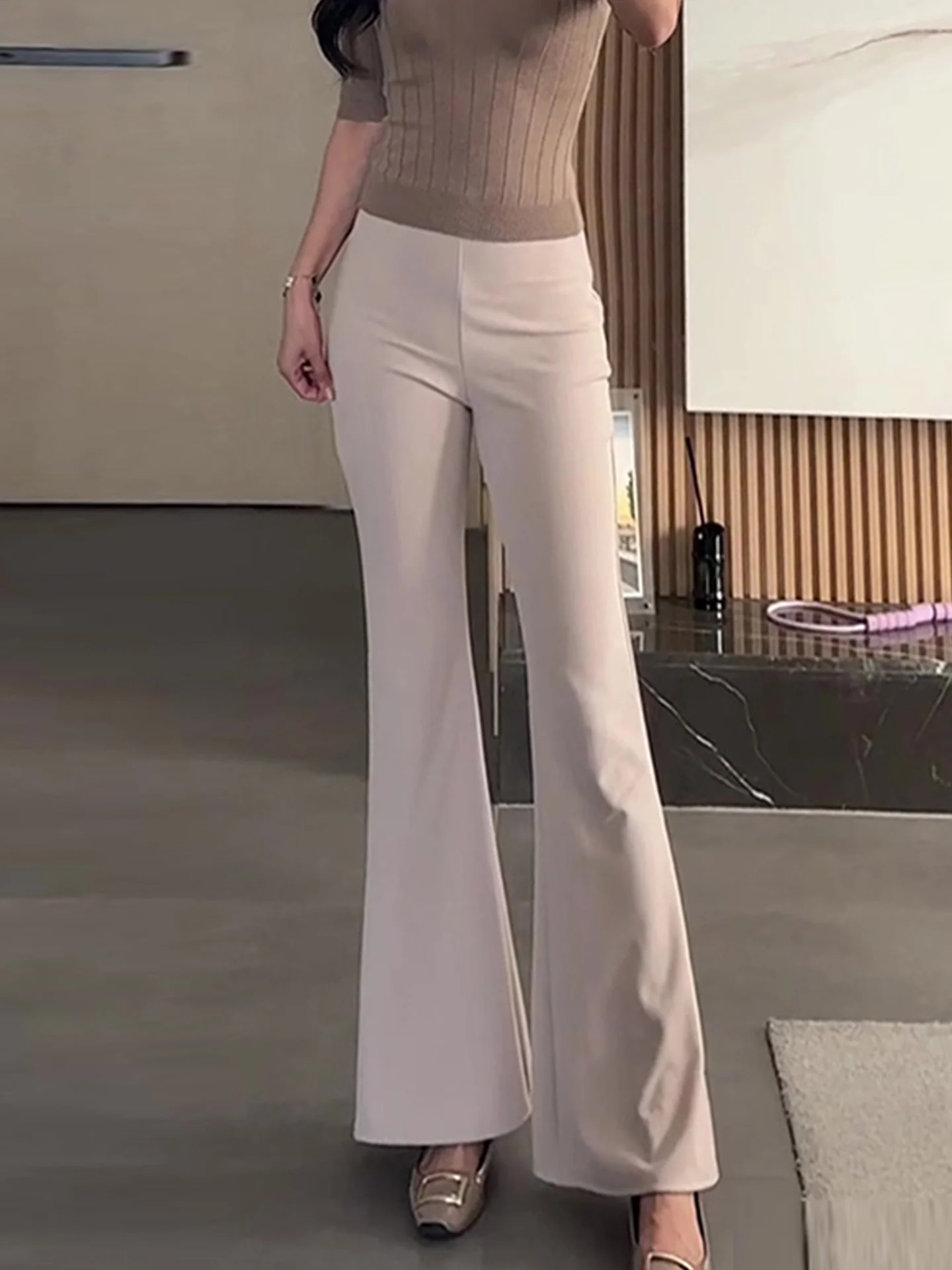 High Waist Flared Pants Women's White Business Suit Trousers Autumn 2026 New Style Slimming Drapey Versatile Korean Style