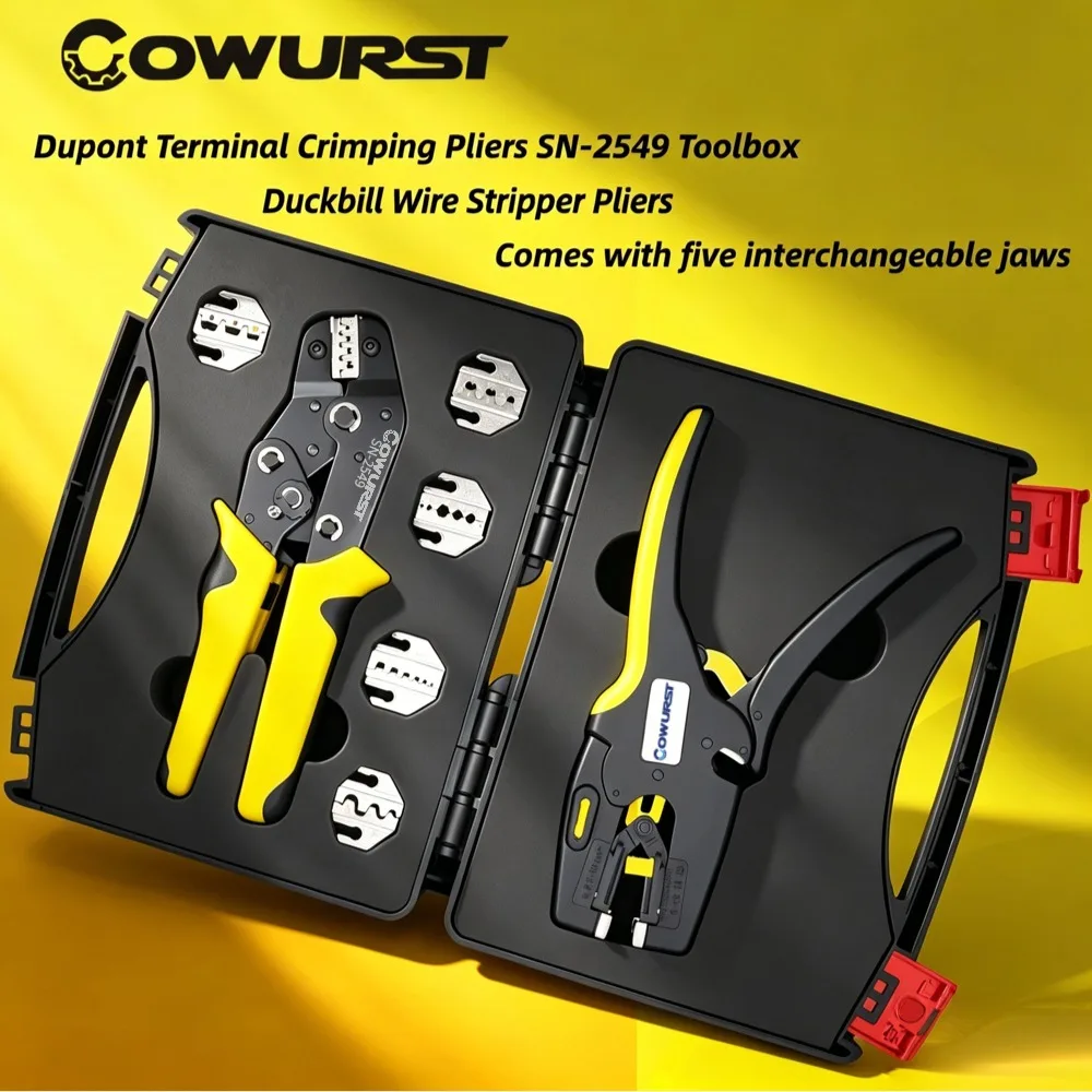 SN-2549 Terminal Crimping Pliers Replaceable Mouth Electric Wire Stripping Crimp Tool Box Kit
