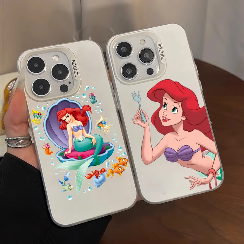 Cute Ariel The M-Mermaid Phone Case Phone Case For IPhone 16 15Plus 14 13 12mini 11ProMax Shockproof Candy Matte Back Cover