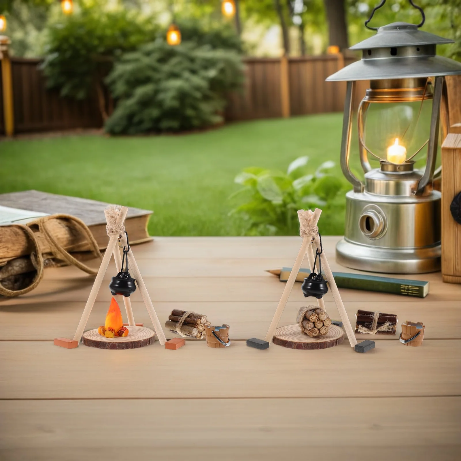 

26Pcs Miniature Firewood Campfire Stove Hanging Pot Accessories Realistic Winter Scene Decoration for Dollhouse Fairy Garden
