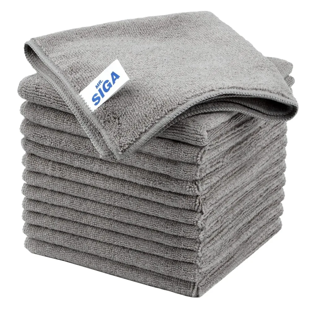 

Pack of 12 Grey Microfiber Cleaning Cloths 32x32 cm Streak Free All Purpose Towels