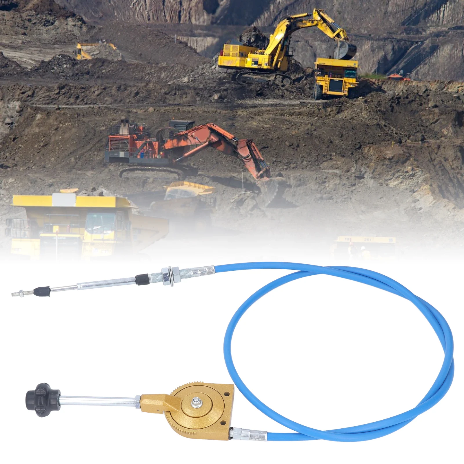 2m Throttle Cable PU Stainless Steel Weather Resistant Manual Accelerator Cable for Excavator Mixer Excavator Throttle Cable
