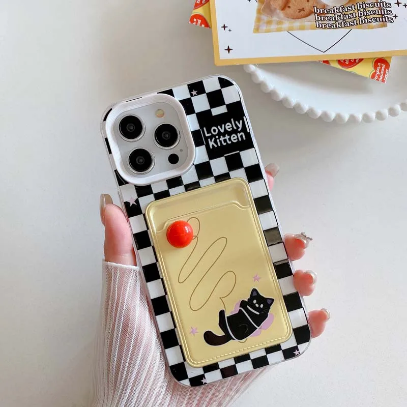 3 In 1 Inns Card Bag Protective Case for iPhone 11 12 13 14 Plus 15 Pro Max Soft Back Cover for iPhone X XR XS Max 7 8 Plus Capa