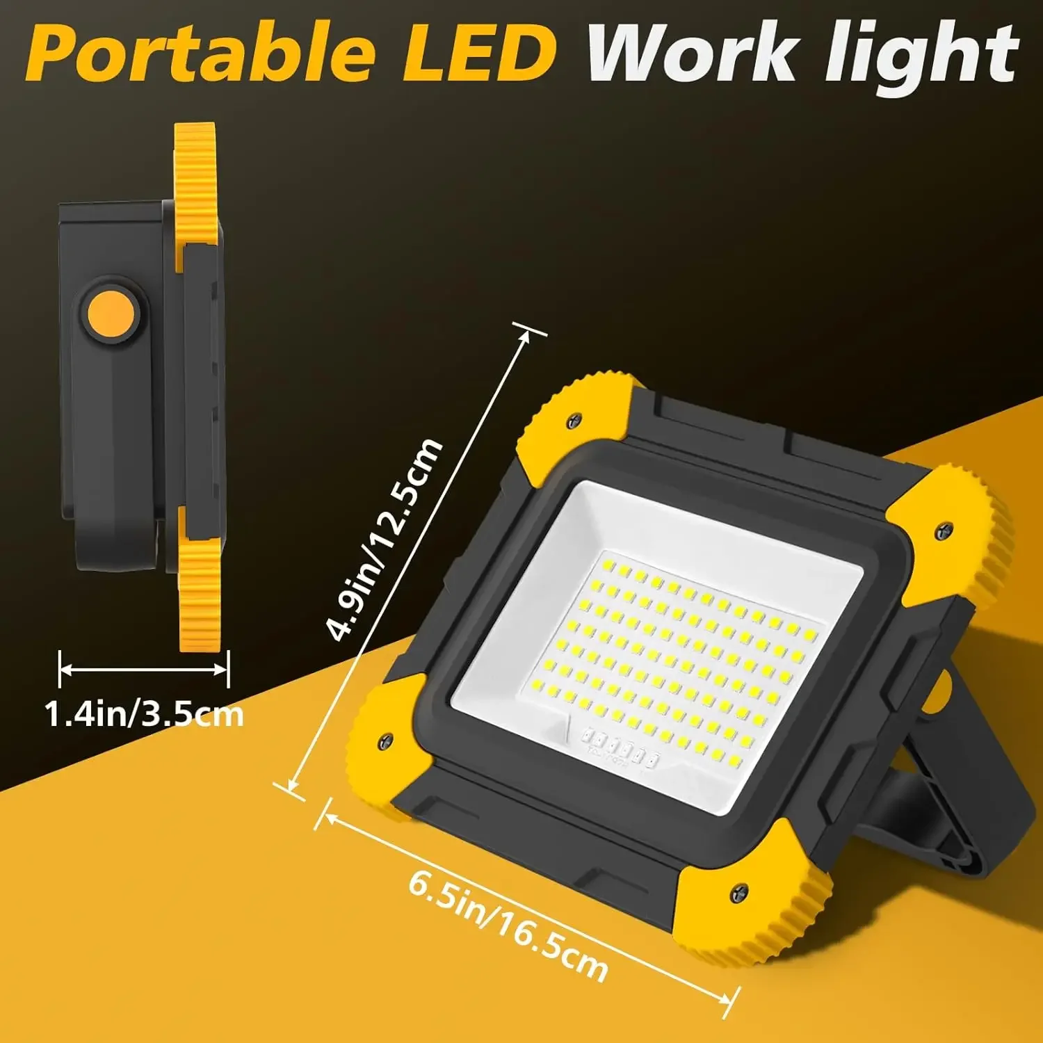 led作業用スポットライト、5つのモードを備えたポータブル式、充電可能な建設現場用投光灯、キャンプ用ランタン、ガレージや作業場、釣り、緊急時に最適。