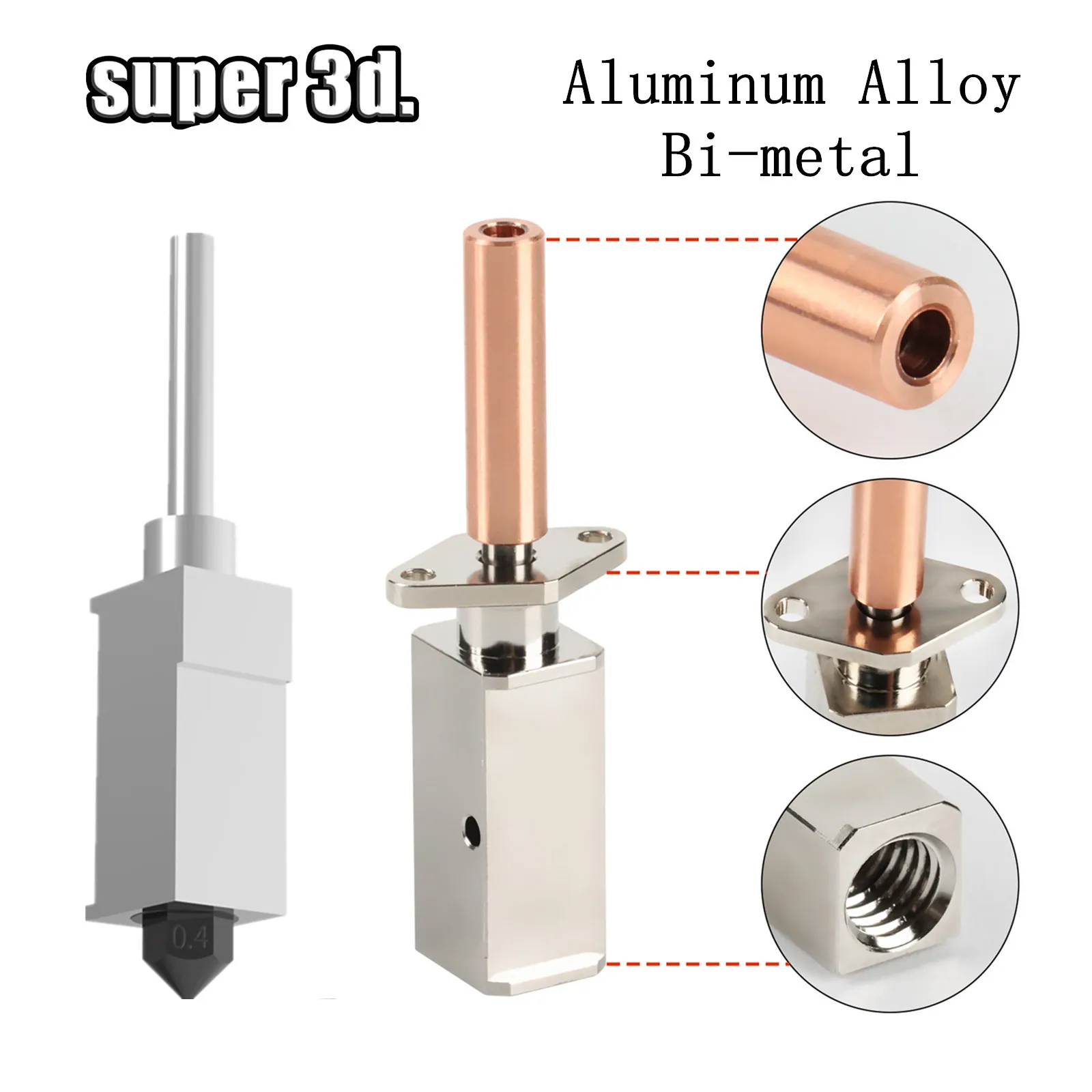 

Bi-metal Heatbreak For Bambu Lab X1/P1P 500℃ Upgraded Copper Hotend Plated Heater Block Repair 3D Parts P1P Hot Section Throat