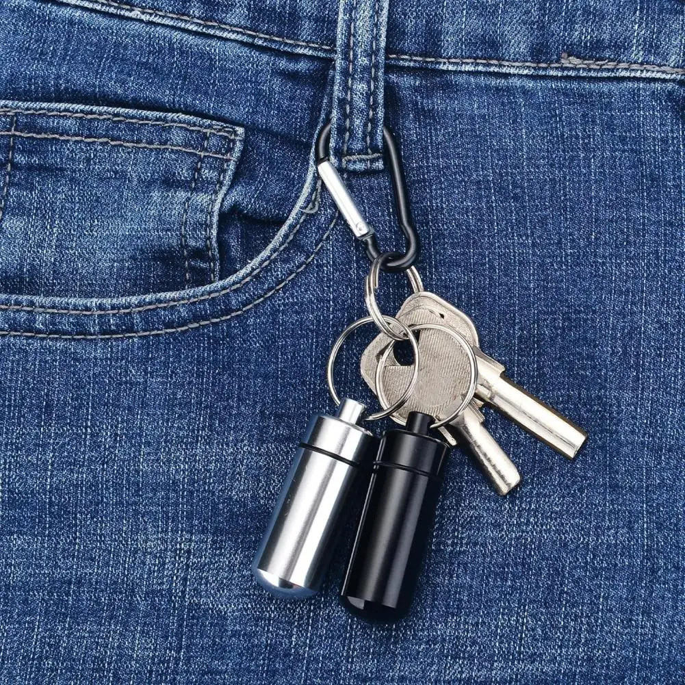 Dağcılık Toka Metal Kutu Anahtarlık Karabina Hap Kutusu Isıya Dayanıklı Nem geçirmez Su Geçirmez Kokusuz Mühürlü Kavanoz