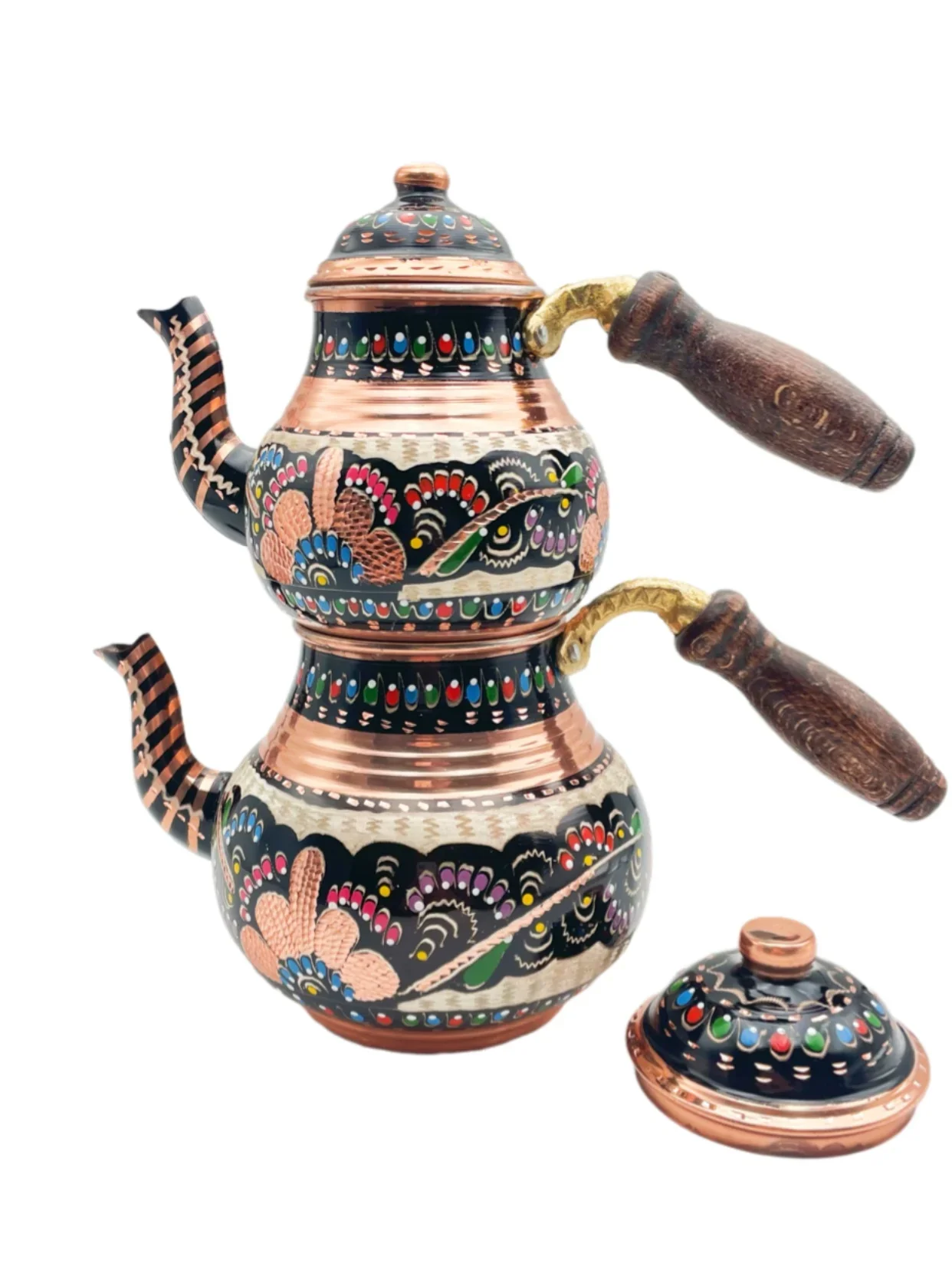 Turkey Imported Enamel Copper Black Tea Teapot Court Black Tea Teapot Double Layer Teapot Sets Household