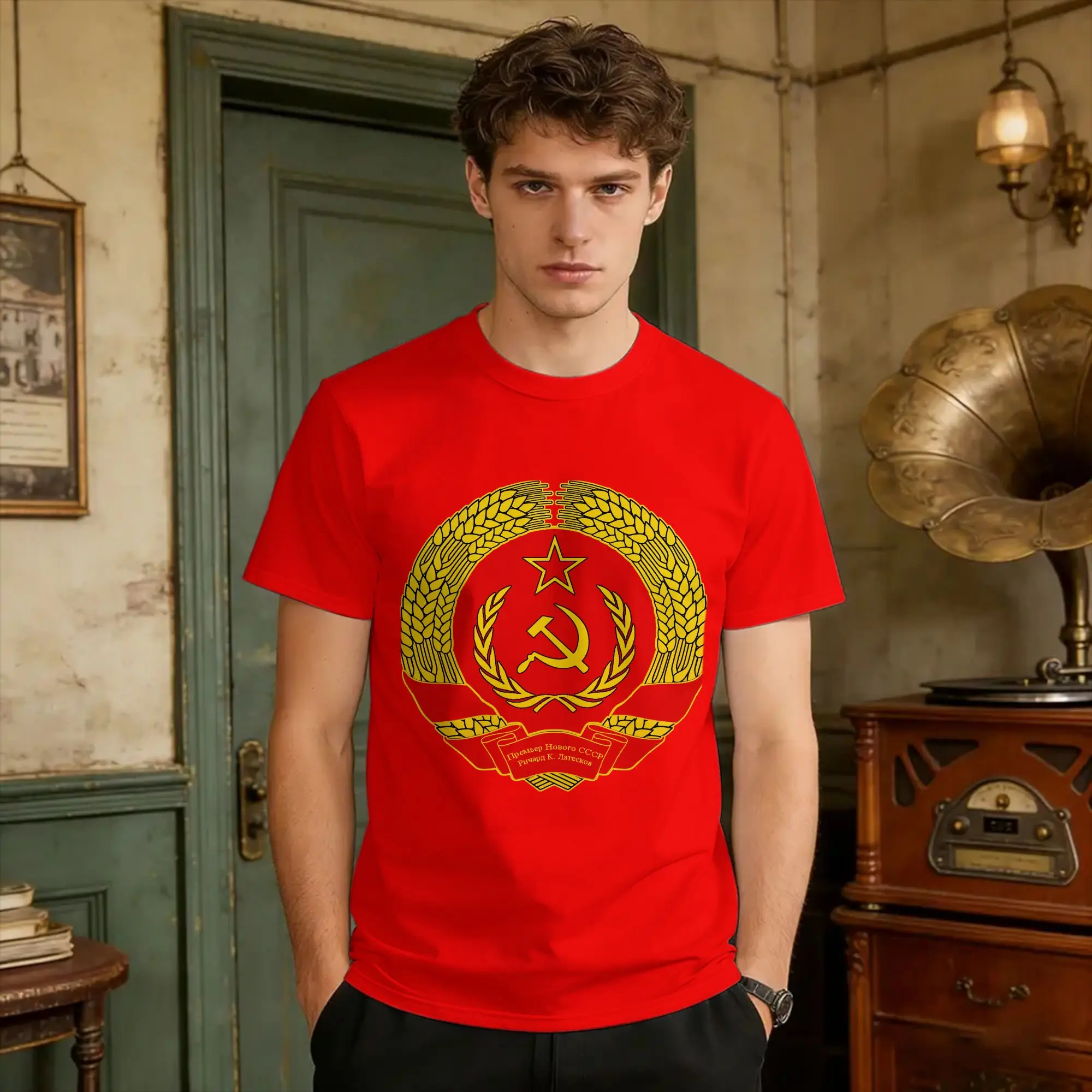 Harajuku T-Shirt Soviet Union coat of arms 1946-1956 100 Cotton T-Shirts  Popular Tee Shirt for Men's Summer Awesome Top Tees