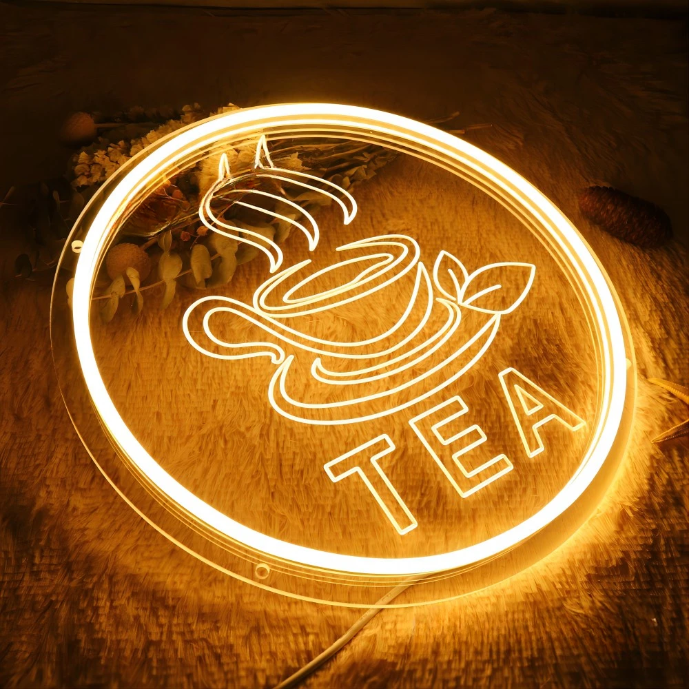 Tea Neon Sign Engrave Personlity LED Lights For coffee shop Decoration Neon on The Wall Frames Room Decors Support Custom 12 Col