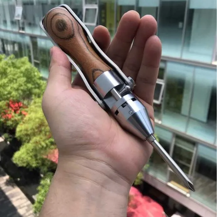 Ratchet Screwdriver Professional Heavy Duty Vintage Wooden Handle with Forward Reverse Lever Mechanism for DIY Home Repair Tool
