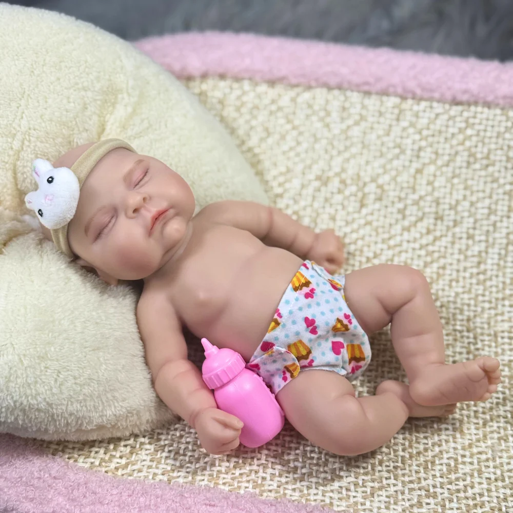 

Mini 13 Inch Reborn Peaches Chubby Full Body Silicone Baby Doll Girl Solid Silicone Washable Doll Toy Christmas Gift