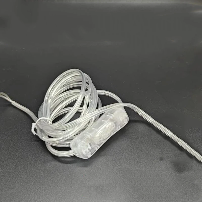 DC 5-12V USB Cable 2M 22AWG Transparent Power Supply Male Switch Button Connector Extension Cord .C5