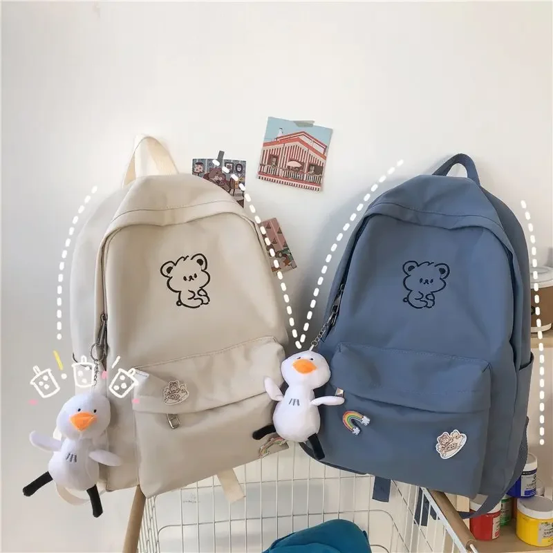 New Fashionable and Minimalist Girls\' Backpack Casual Color Contrast Middle School Student Backpack Female Travel Backpack