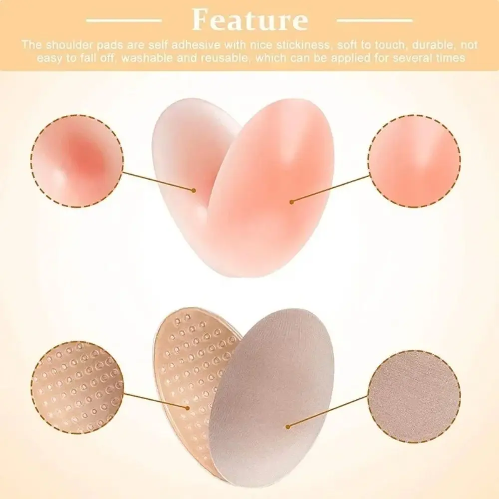 

Thickness Anti-Slip Shoulder Pads Self Adhesive Style Breathable Invisible Shoulder Pads Reusable Traceless Sponge Pad for Women