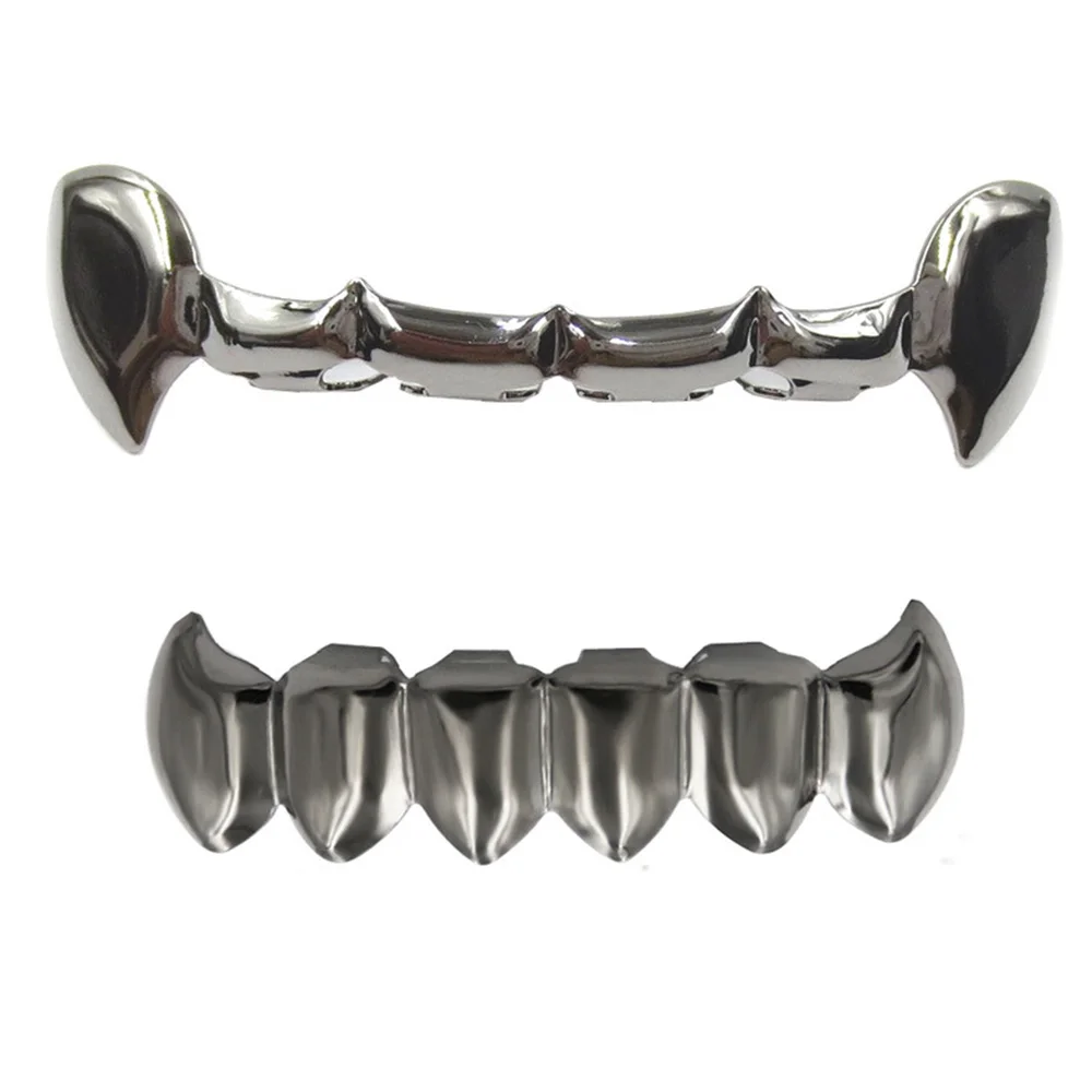 RACHELZ Hip Hop DIY Top&Bottom Teeth Grillz Fangs Fashion Glossy Tooth Caps Decor For Women Men Jewelry Party Cosplay
