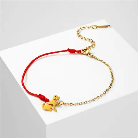 Skyrim Handarmbänder für Damen mit niedlichem Hund, Wachsschnur, Edelstahl, goldfarben, Kettenarmbänder, 2025, Tierschmuck, Freundschaftsgeschenk