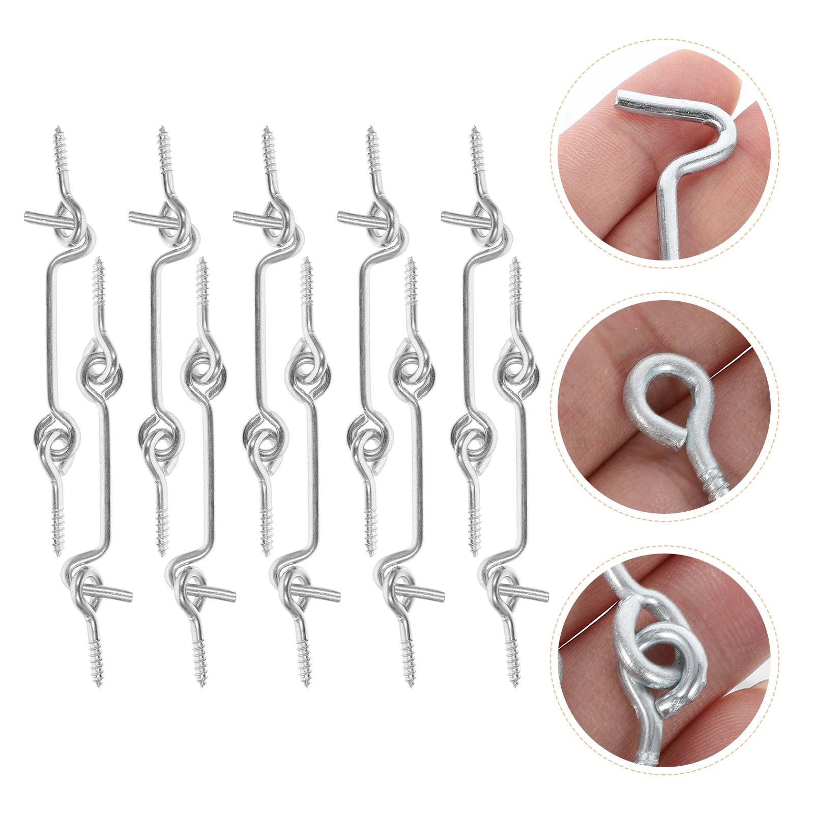 

10Sets Hook and Eye Latch Galvanized Carbon Steel Door Lock Latch Windproof Window Safety Lock Barn Door Hardware