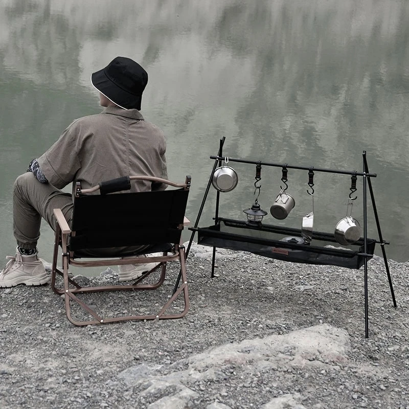 Bluesdeer Outdoor Rack Storage Mesh Bag Camping Tableware Organizer Portable Tripod Bag Water Filter Shelf