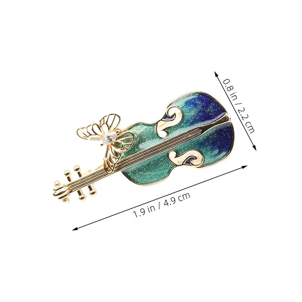 2Pcs Vintage Blue Violin Brooch Pin Retro Music Jewelry Pin Stylish Lapel Pins Scarf Or Hat Decoration for Women - view 4