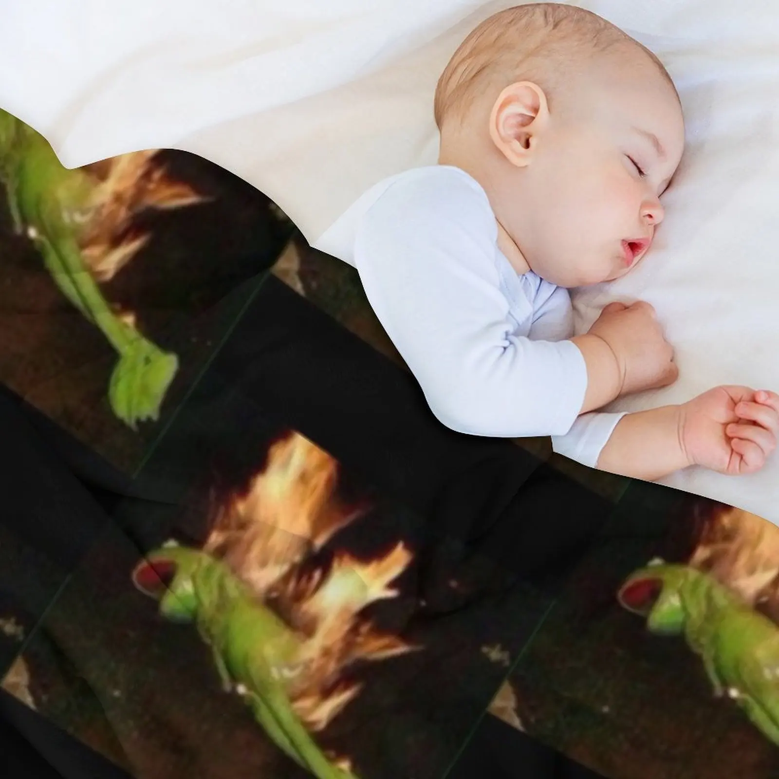 بطانية كيرميت أون فاير رمي مزخرفة لشعر لبطانيات الشاطئ للأطفال #5