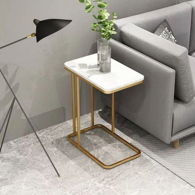 

Nordic modern style coffee table bedside sofa living room side table small square slate metal frame durable and easy to clean