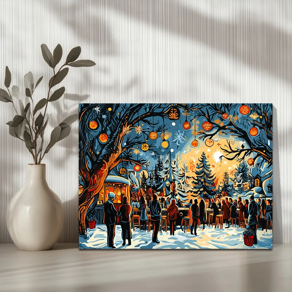 1pc,Winter New Year's Christmas Party G, Modern Canvas Wall Art,Waterproof Wall Painting Poster Picture Art, Framed, 16x12inch