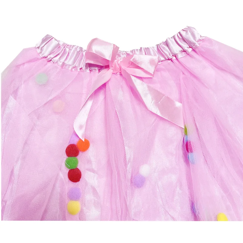 Dance Balls Kid Girls Tutu Skirt Pompon Soft Mesh Lace Children Skirts Ins Style Baby Tutu Pettiskirt Wild Bottoming Princess