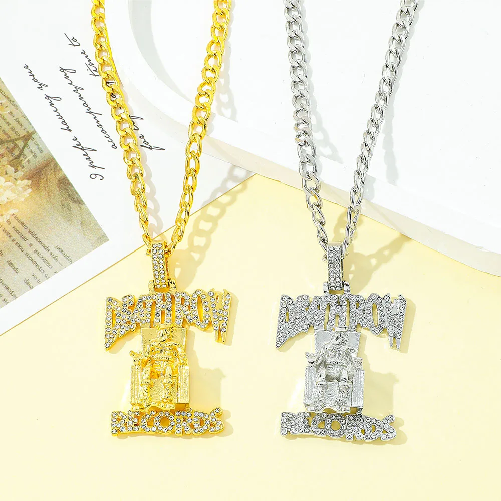 Hip-Hop DEATHROW RECORDS Prisoner Necklace Rhinestone Pendant Couple Necklace with Crystals - view 5