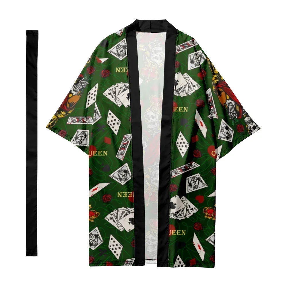 Men's Japanese Traditional Skull Pattern Long Kimono Women Cardigan Samurai Bathrobes Kimono Shirt Yukata Chic Jacket