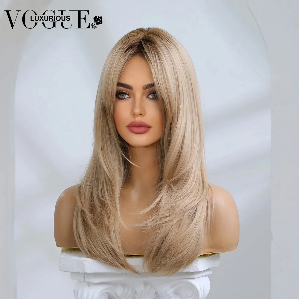 

Ombre Platinum Blonde Straight Glueless Human Hair Wigs Lace Closure Layer With Bangs Natural Hairline Wig For Woman On Sale