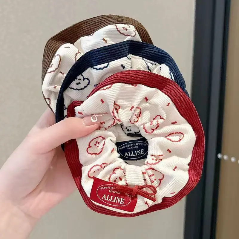 

Girl Heart Print Puppy Simple Fabric Bow Elastic Scrunchy Set for Women Hair Accessory Premium Portable