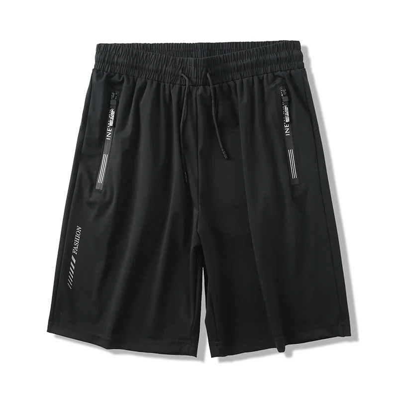 

Легкие дышащие быстросохнущие мужские летние шорты из ледяного шелка с эластичным поясом, спортивные повседневные, прямого кроя, длиной до колена