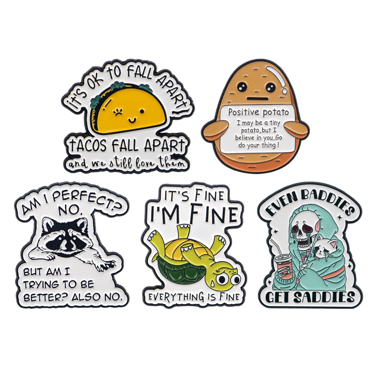 Cute Animals Quotes Pins Funny Food Badge Brooches for Clothing Enamel Pin Women's Badges Jewelry Accessories Gifts for Friends