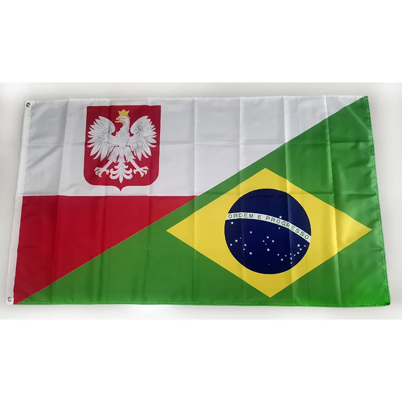 Poland Brazil Flag Friendship 2ft*3ft (60*90cm) 3ft*5ft (90*150cm) Size Christmas Decorations Flag Banner