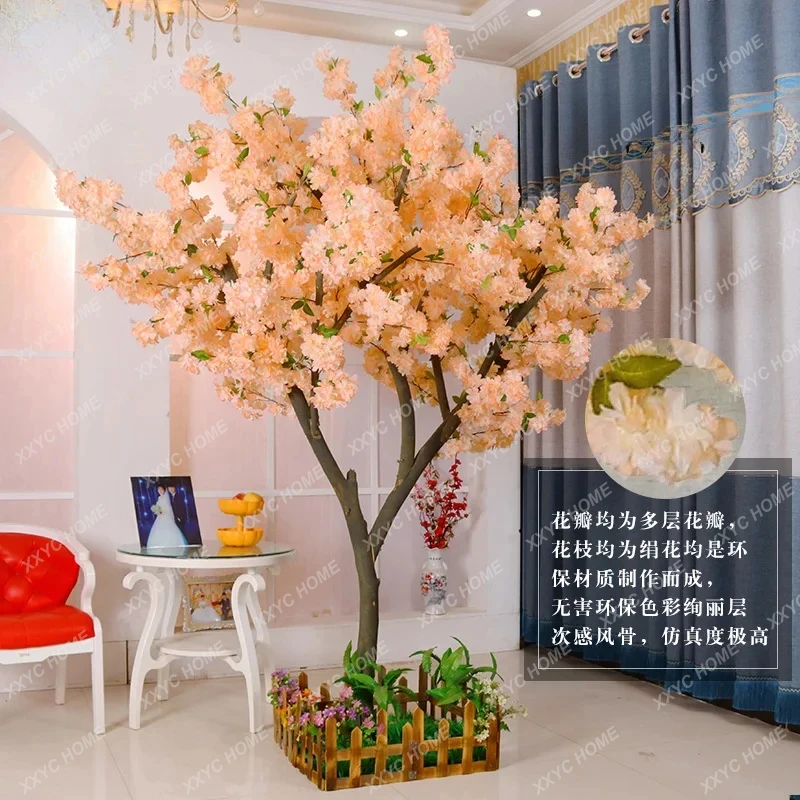 New Artificial tree begonia shopping mall hotel window large green plant decoration custom fake romantic cherry blossom tree