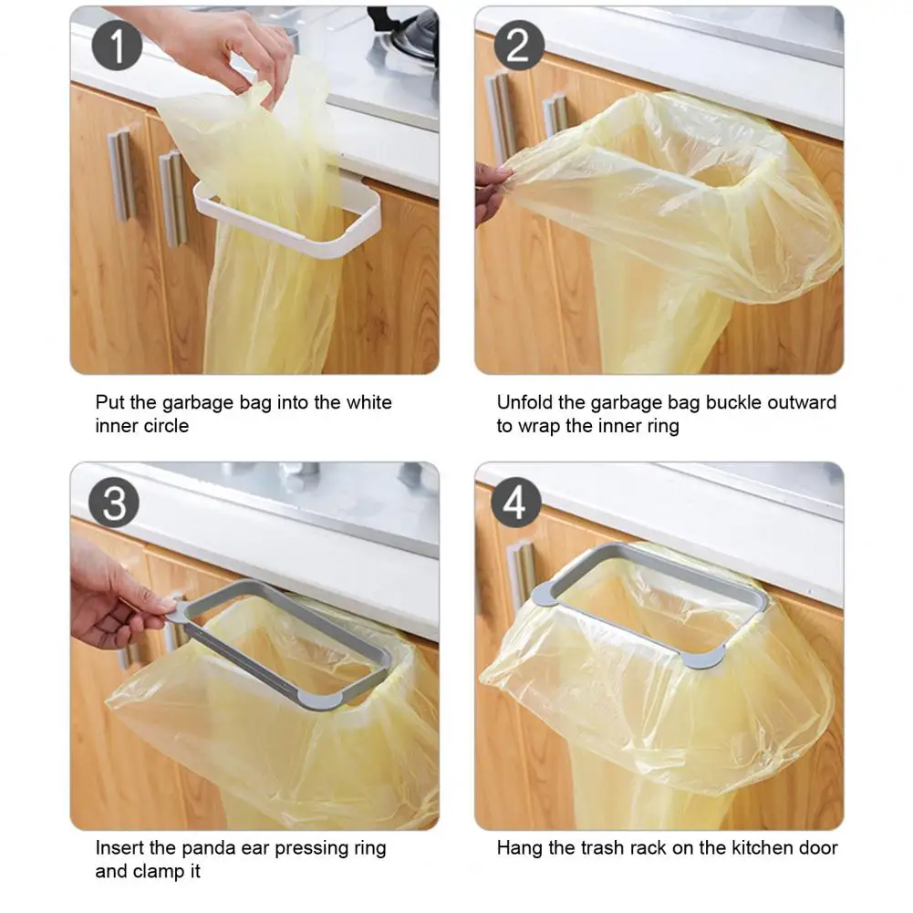 Kitchen Cabinet Door Basket Hanging Trash Can Door Back Design Stable Shelf Waste Bin Garbage Bag Holder accesorios de baño