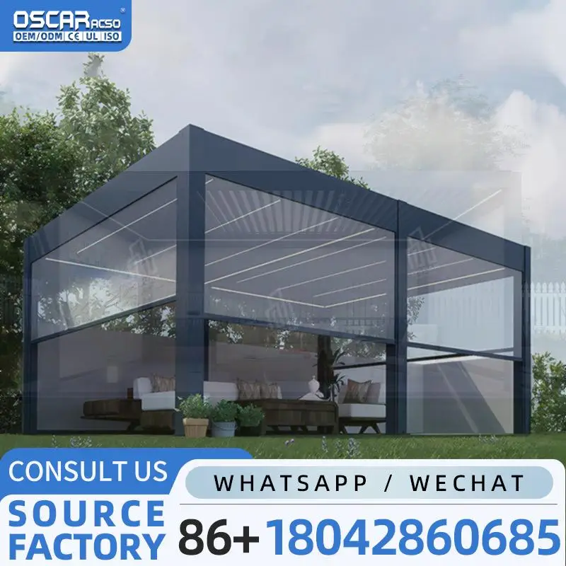 

Моторизованные уличные непромокаемые планки, садовый навес, патио, алюминиевая жалюзированная беседка для заднего двора, балкона, беседки у бассейна